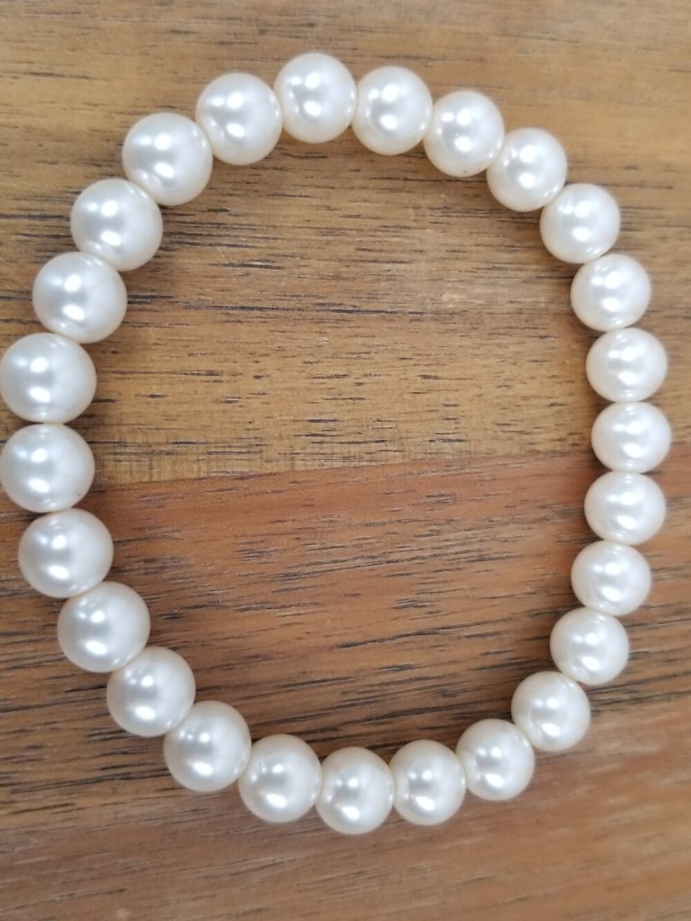 Faux Pearl Stretch Bracelet 7mm Pearl 7" + Stretch